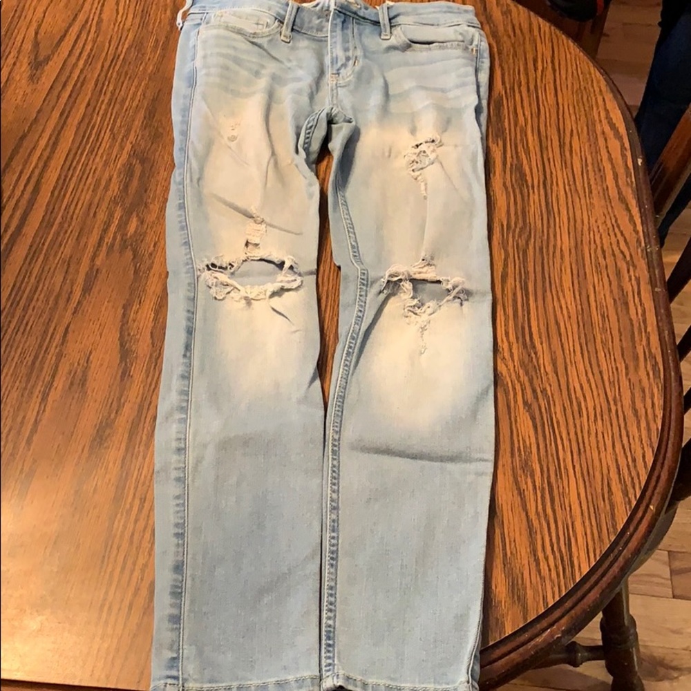 Hollister size five short ripped jeans!